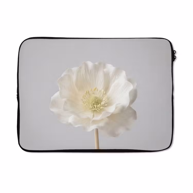 Laptophoes - Bloem - Minimalistisch -Wit — 5