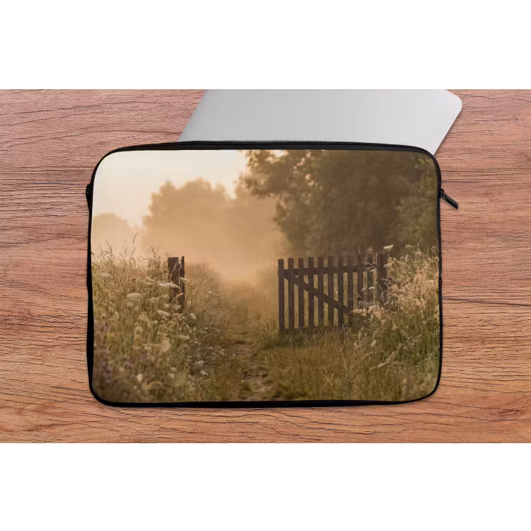 Laptophoes - Hek - Natuur - Mist - Veld — 2