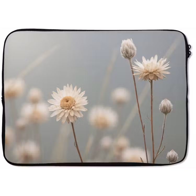 Laptophoes - Strobloemen - Wit - Daglicht — 1