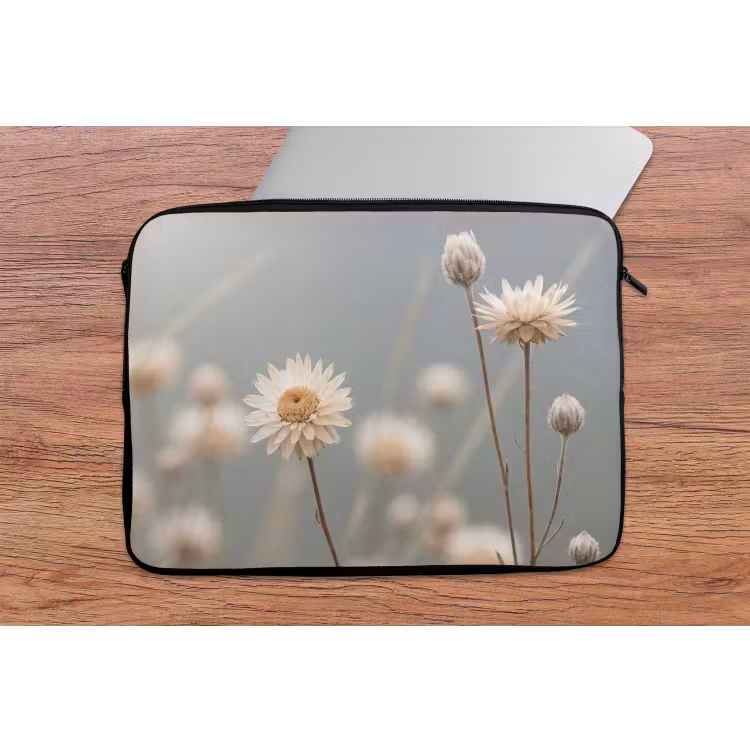 Laptophoes - Strobloemen - Wit - Daglicht — 2