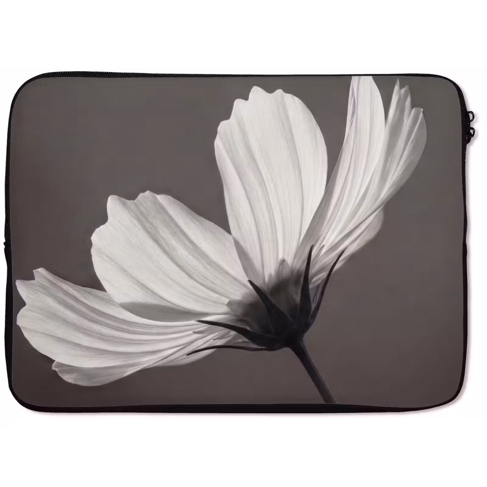 Laptophoes - Bloem - Minimalistisch - Zwart - Wit — 1