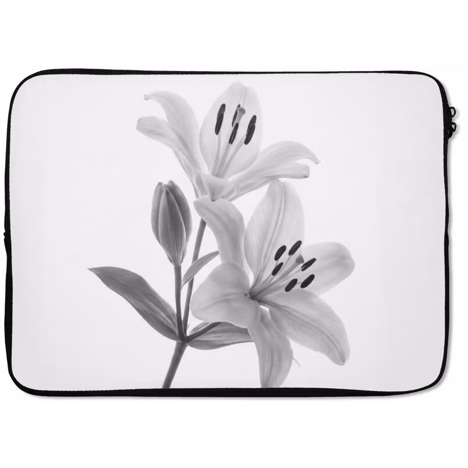 Laptophoes - Lelies - Elegant - Zwart - Wit — 1
