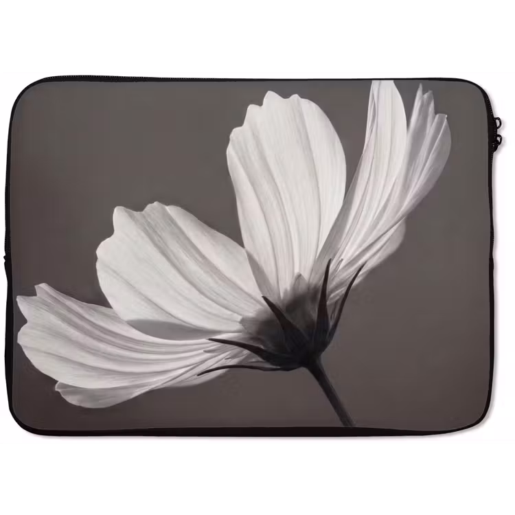 Laptophoes - Bloem - Minimalistisch - Zwart - Wit — 1