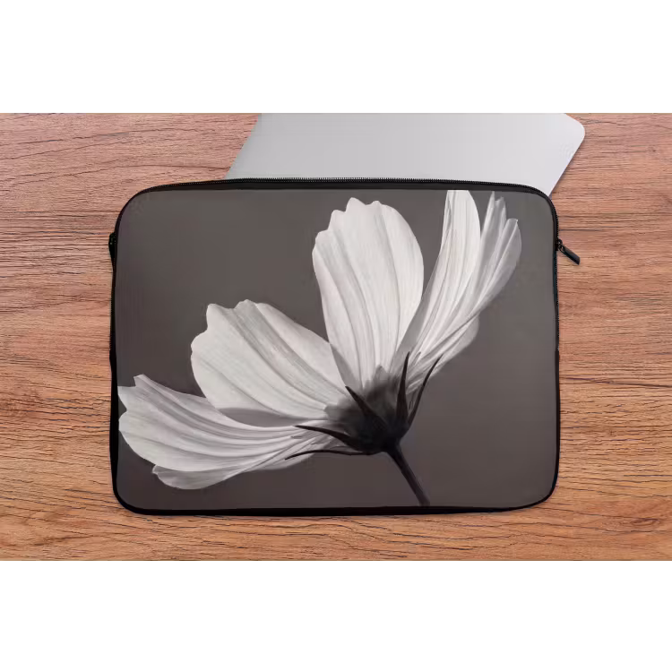 Laptophoes - Bloem - Minimalistisch - Zwart - Wit — 2