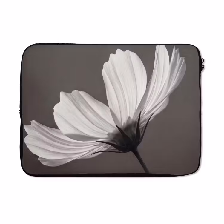 Laptophoes - Bloem - Minimalistisch - Zwart - Wit — 5