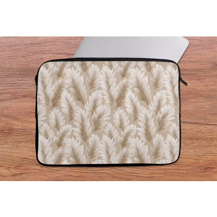 Laptophoes - Botanisch - Patroon - Beige — 2