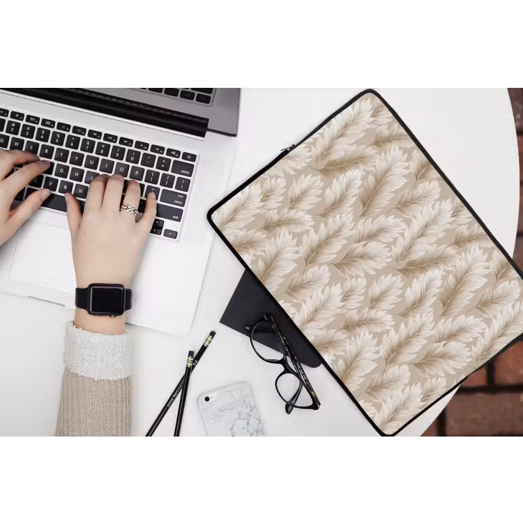 Laptophoes - Botanisch - Patroon - Beige — 3