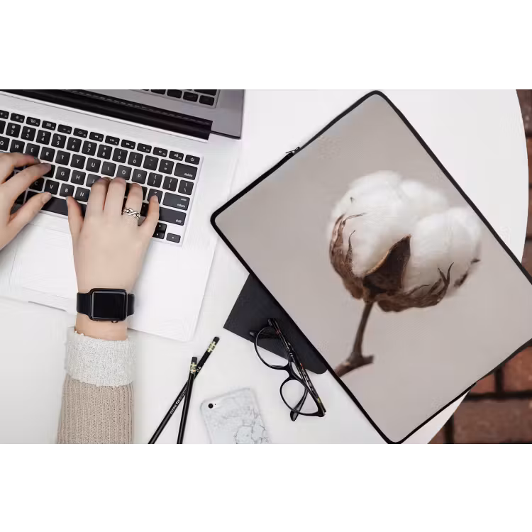 Laptophoes - Katoenbol - Minimalistisch - Wit — 3