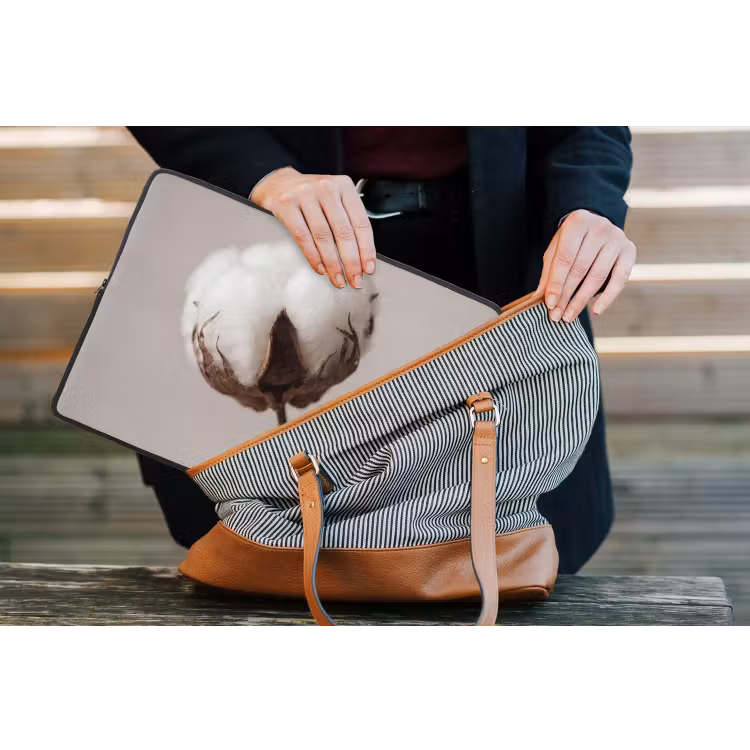 Laptophoes - Katoenbol - Minimalistisch - Wit — 4