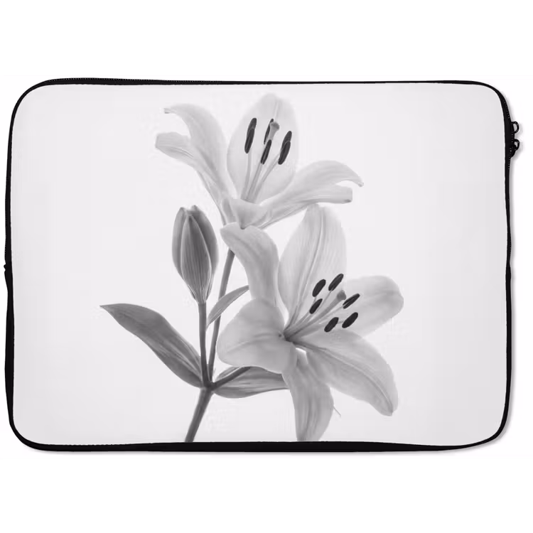 Laptophoes - Lelies - Elegant - Zwart - Wit — 1