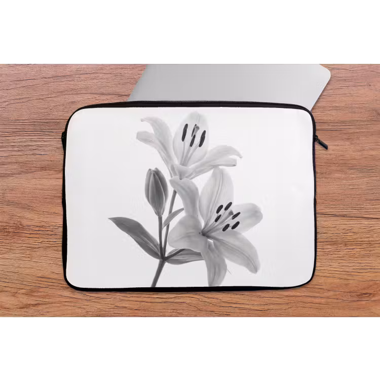 Laptophoes - Lelies - Elegant - Zwart - Wit — 2