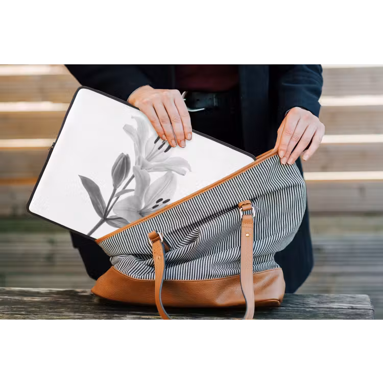 Laptophoes - Lelies - Elegant - Zwart - Wit — 4
