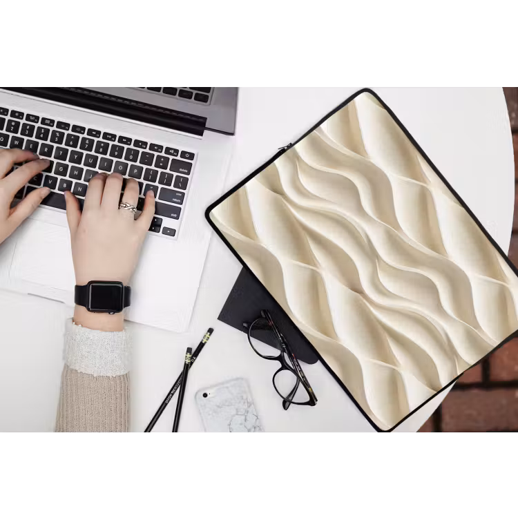 Laptophoes - Lijnen - Golvend - Crème — 3
