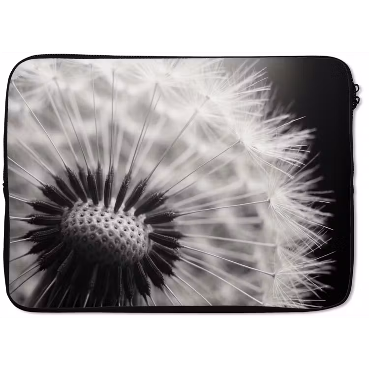 Laptophoes - Paardenbloem - Zwart - Wit — 1