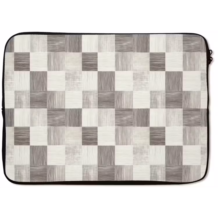Laptophoes - Patroon - Dambord - Houtnerf — 1