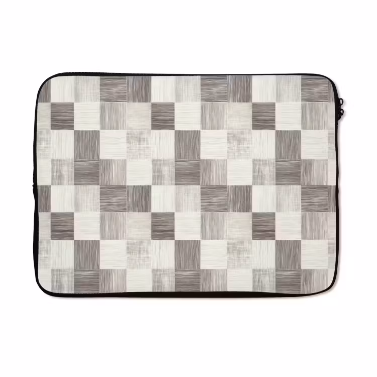 Laptophoes - Patroon - Dambord - Houtnerf — 5