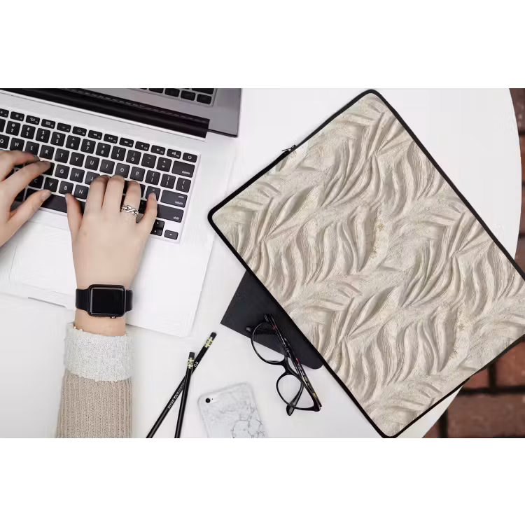 Laptophoes - Textuur - Reliëf - Beige — 3
