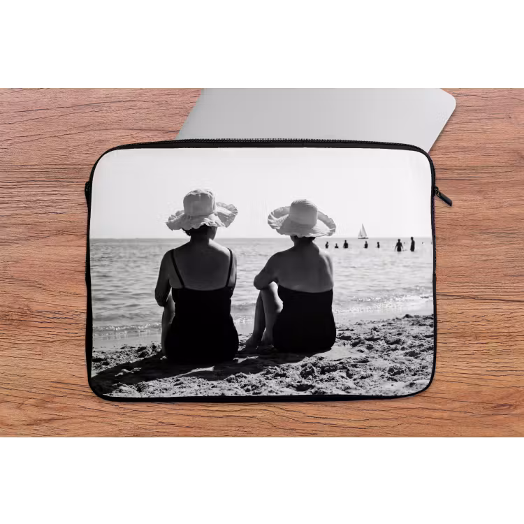Laptophoes - Vrouwen - Zonnehoed - Strand - Zwart - Wit — 2