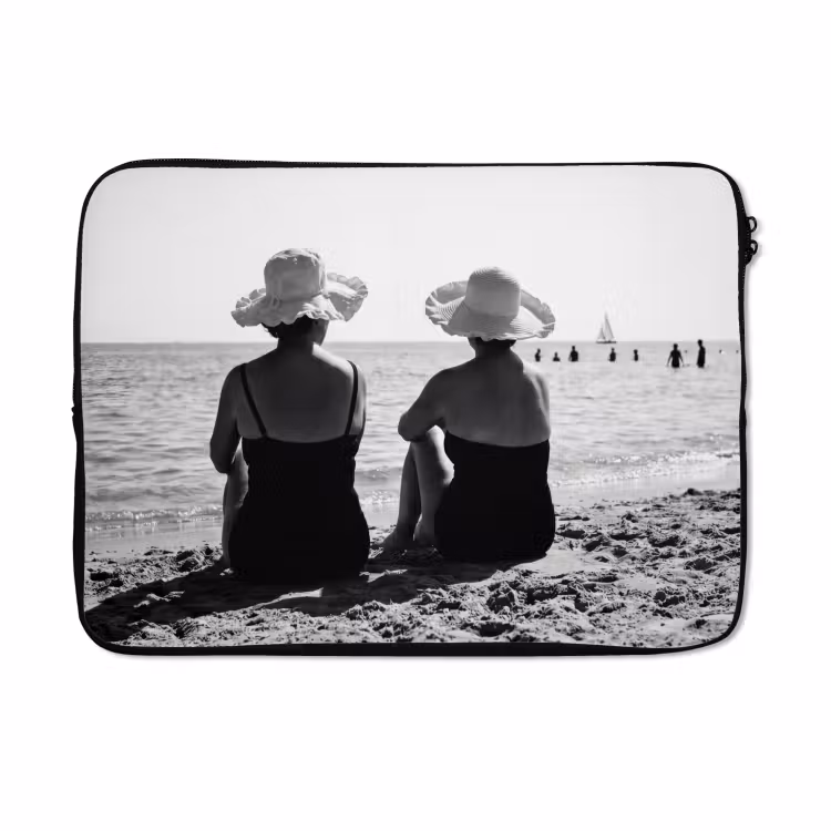 Laptophoes - Vrouwen - Zonnehoed - Strand - Zwart - Wit — 5