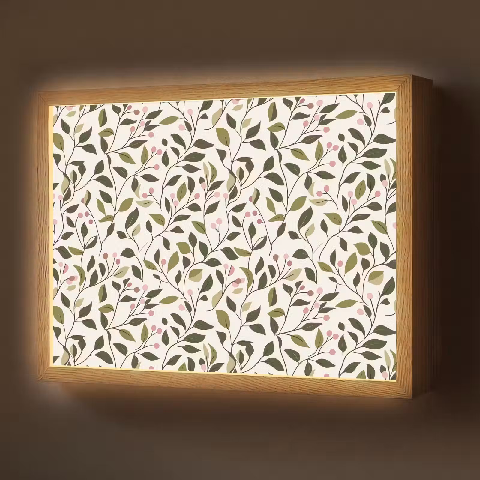 Lightbox - Wandlamp - Bladeren - Bessen - Roze — 1