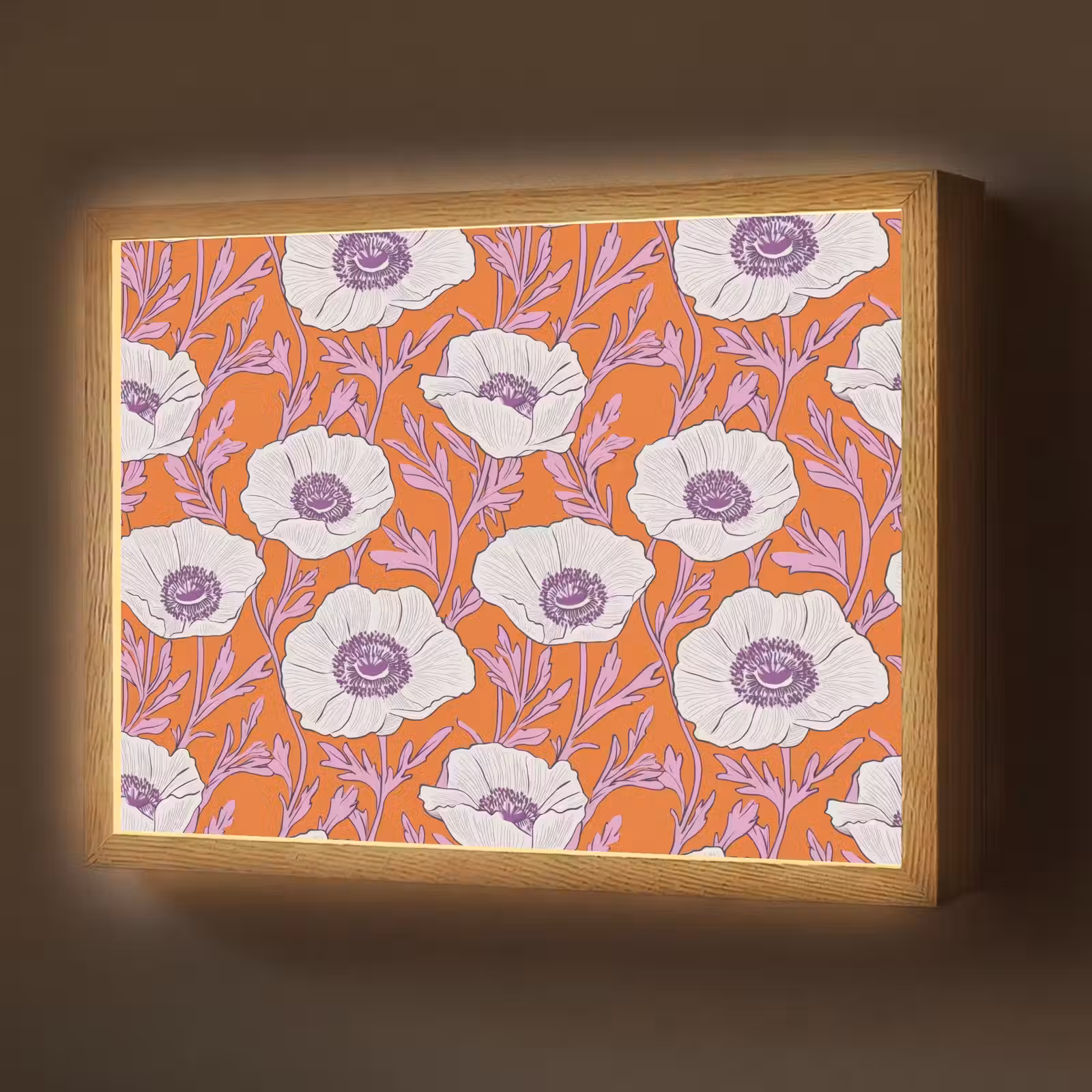 Lightbox - Wandlamp - Bloemen - Grafisch - Oranje — 1