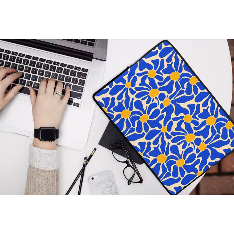 Laptophoes - Abstract - Bloem - Blauw — 3