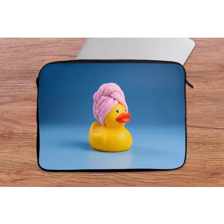Laptophoes - Badeend - Handdoek - Blauw — 2