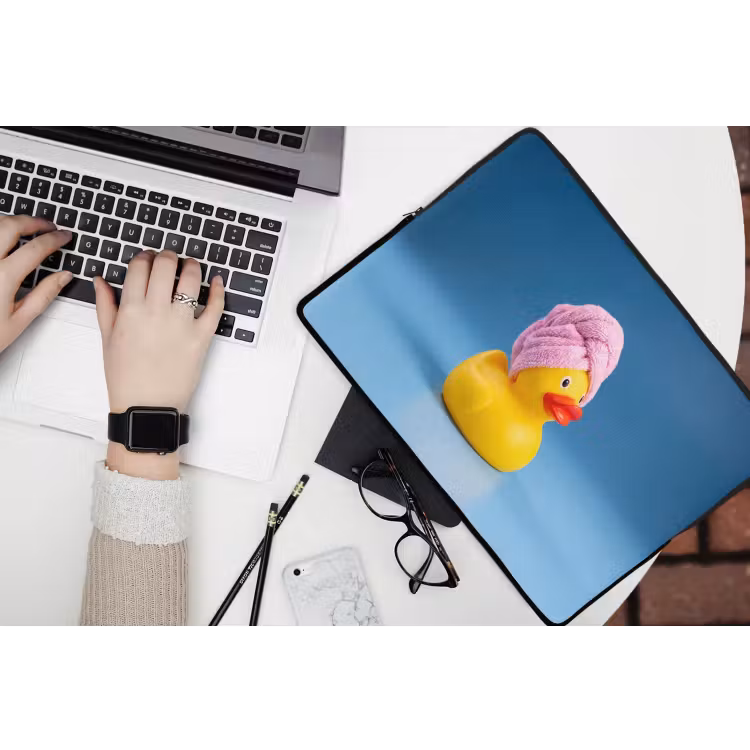 Laptophoes - Badeend - Handdoek - Blauw — 3
