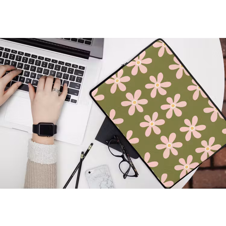 Laptophoes - Bloem - Modern - Groen — 3