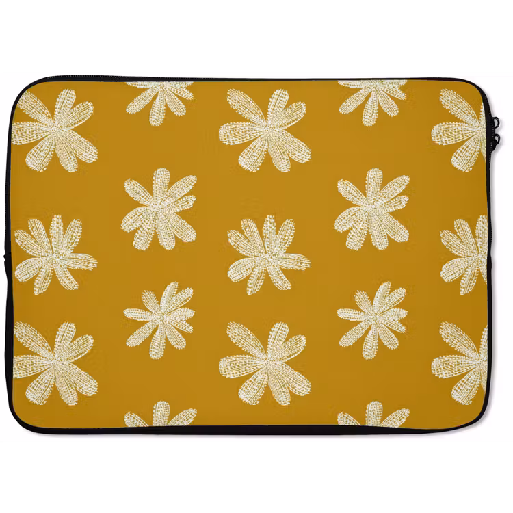 Laptophoes - Bloem - Speels - Okergeel — 1