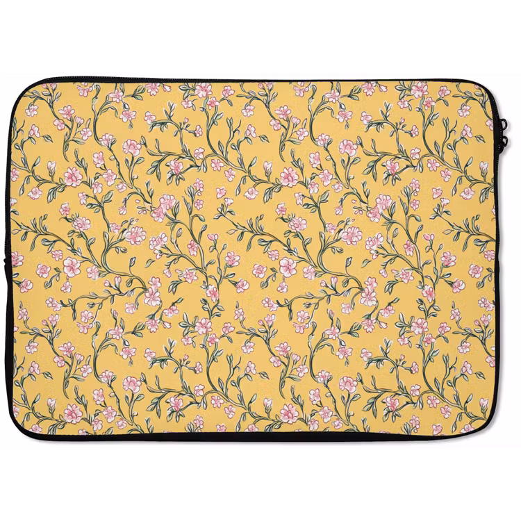 Laptophoes - Bloemen - Motief - Geel — 1