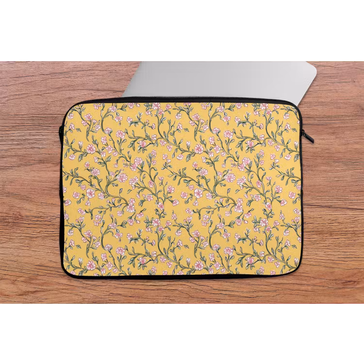 Laptophoes - Bloemen - Motief - Geel — 2