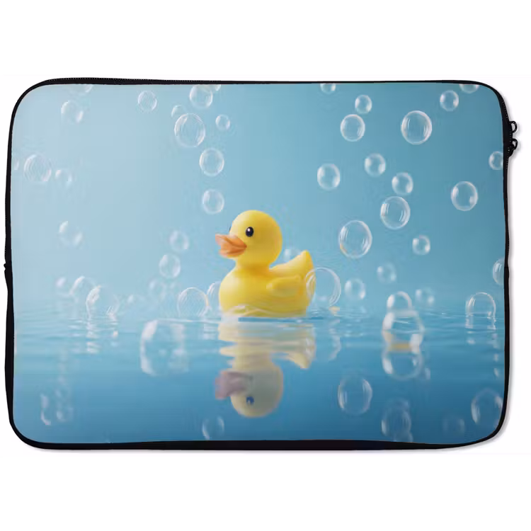 Laptophoes - Bubbels - Badeend - Geel — 1
