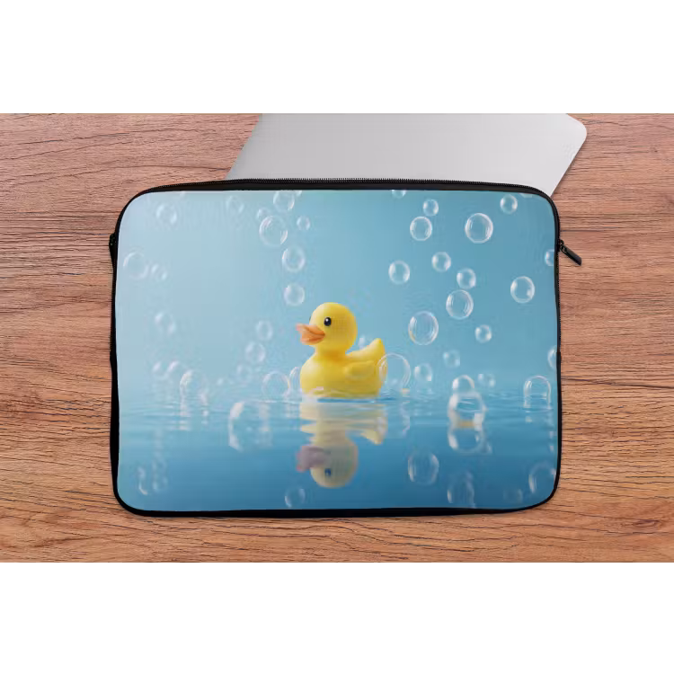 Laptophoes - Bubbels - Badeend - Geel — 2