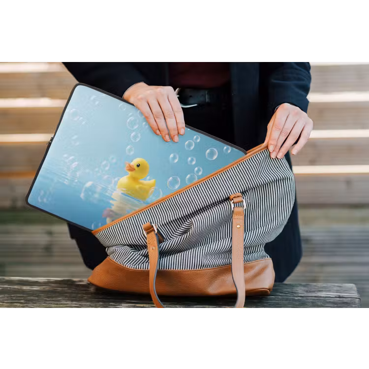 Laptophoes - Bubbels - Badeend - Geel — 4