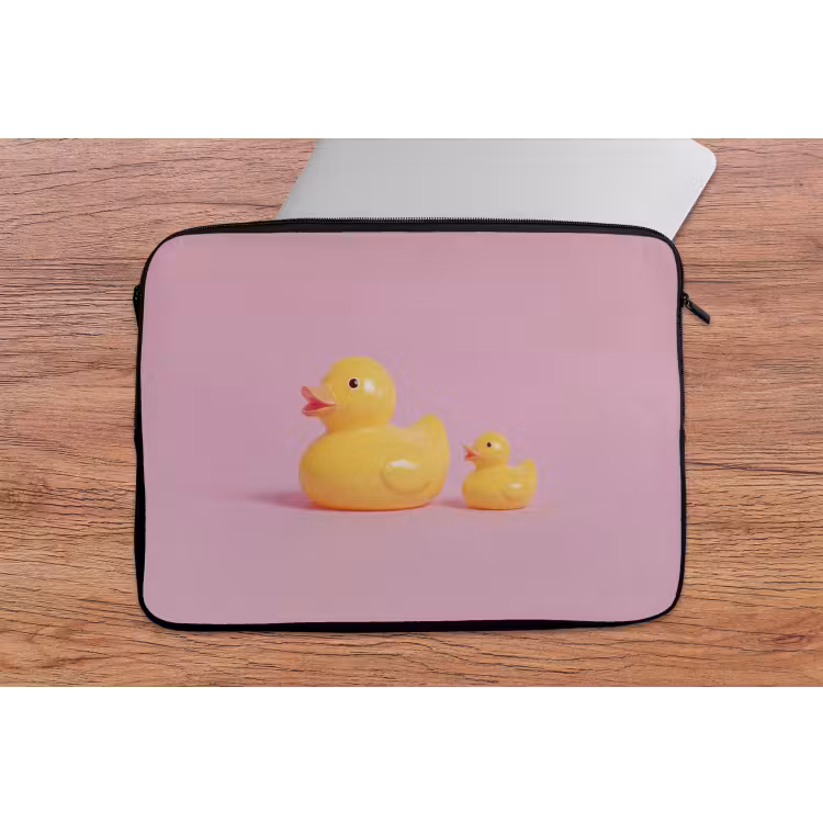 Laptophoes - Eendjes - Vrolijk - Roze — 2