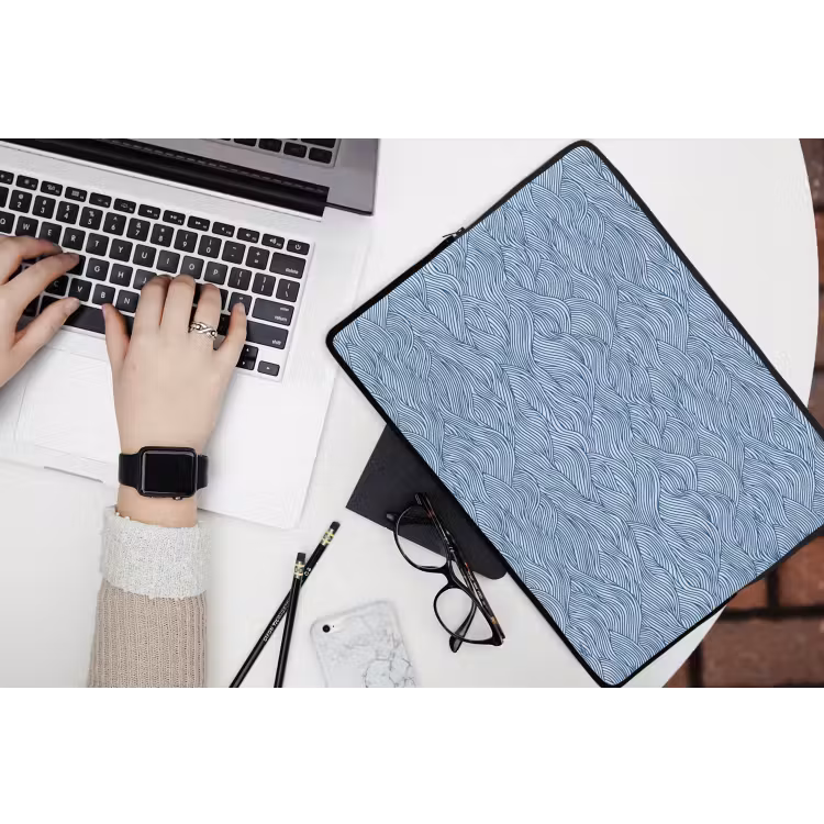 Laptophoes - Golven - Ritmisch - Blauw — 3