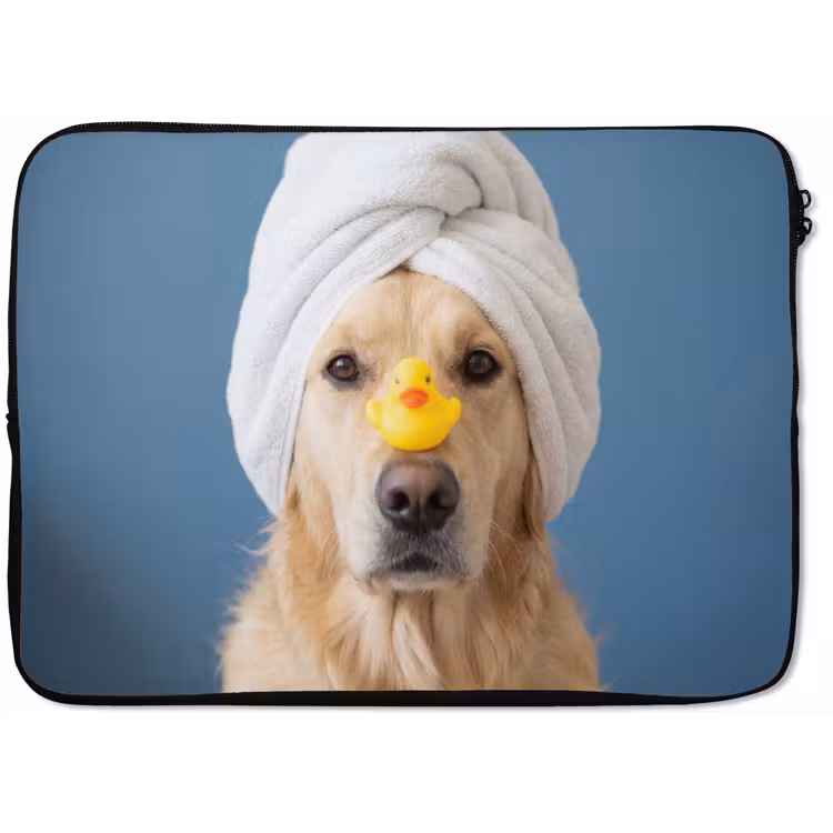 Laptophoes - Hond - Badeend - Geel — 1