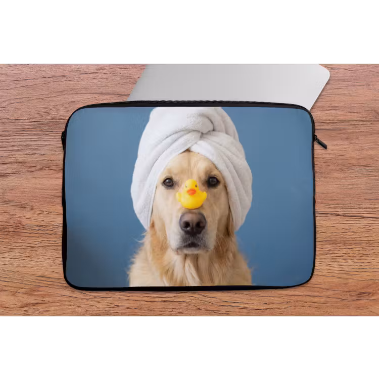 Laptophoes - Hond - Badeend - Geel — 2