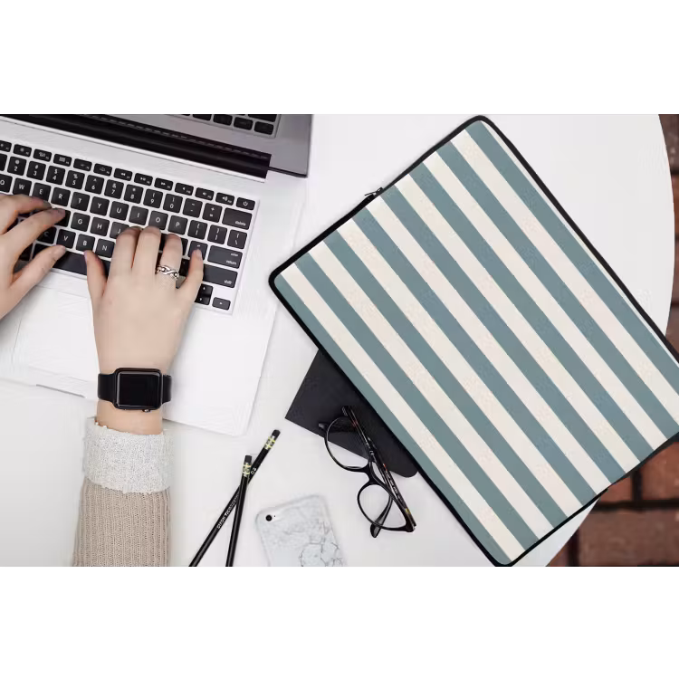 Laptophoes - Strepen - Modern - Blauw — 3