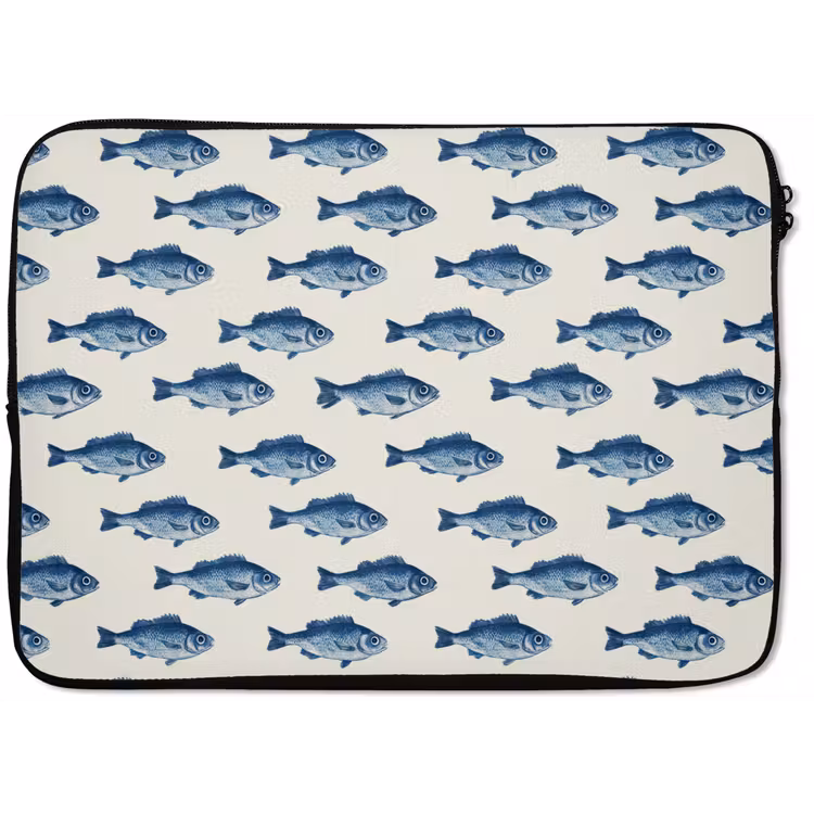 Laptophoes - Vis - Patroon - Blauw — 1