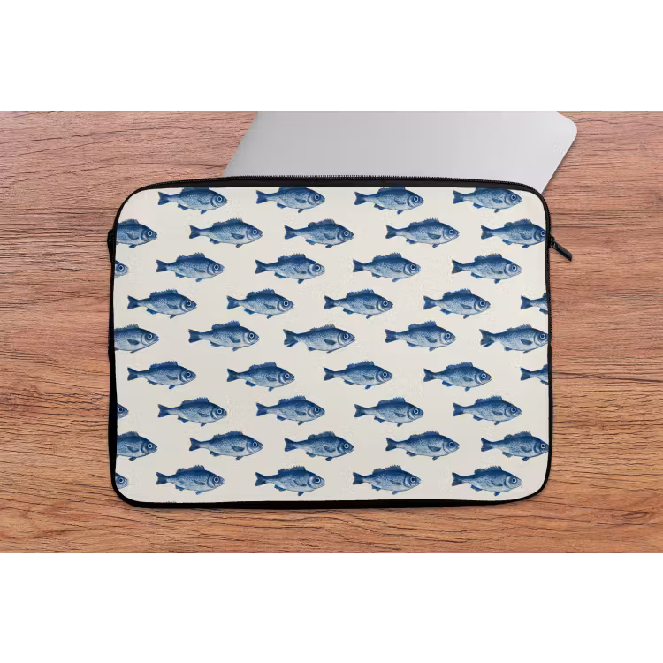 Laptophoes - Vis - Patroon - Blauw — 2