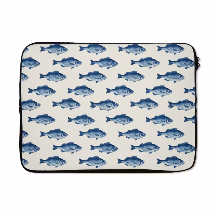Laptophoes - Vis - Patroon - Blauw — 5