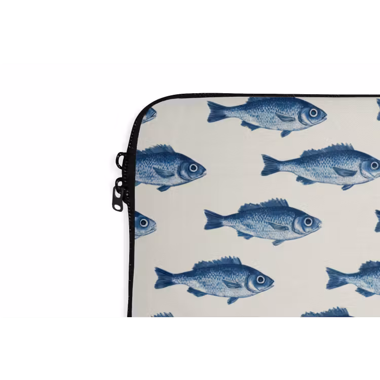 Laptophoes - Vis - Patroon - Blauw — 6