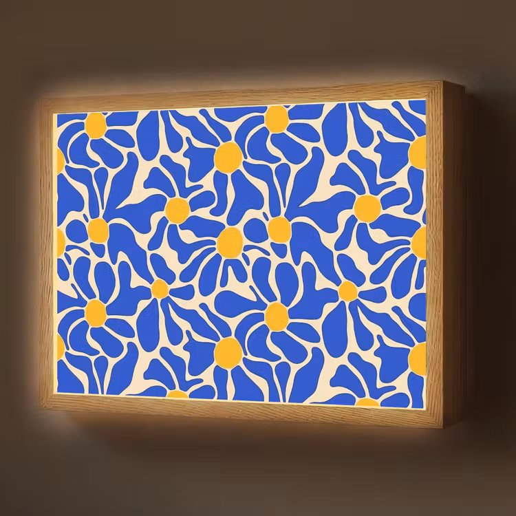 Lightbox - Wandlamp - Abstract - Bloem - Blauw — 1