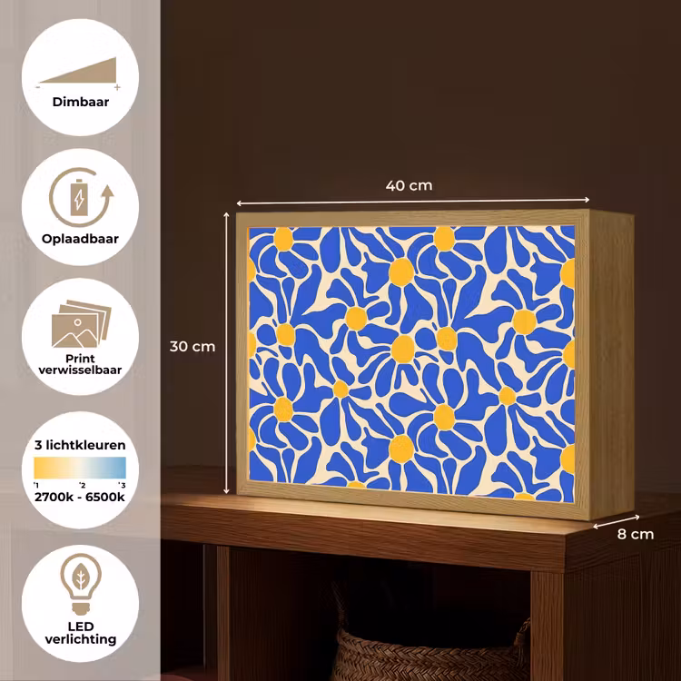 Lightbox - Wandlamp - Abstract - Bloem - Blauw — 10