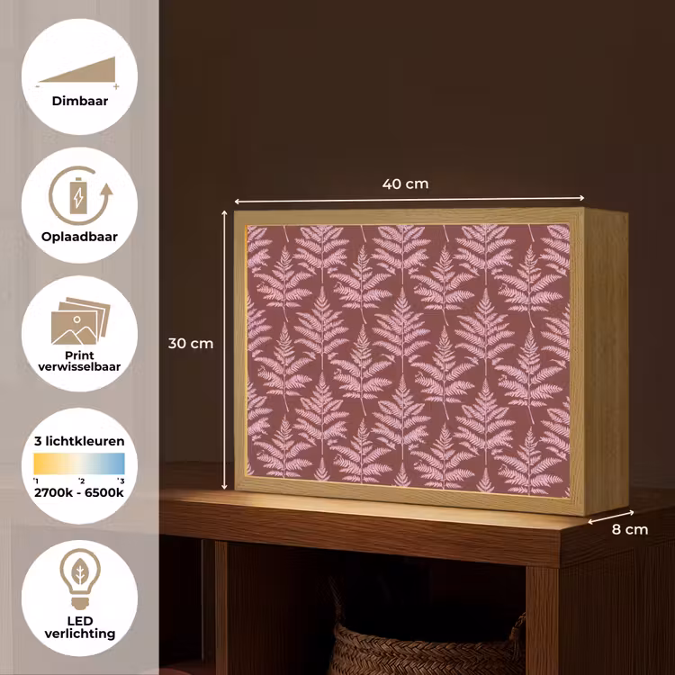 Lightbox - Wandlamp - Blad - Patroon - Paars — 10