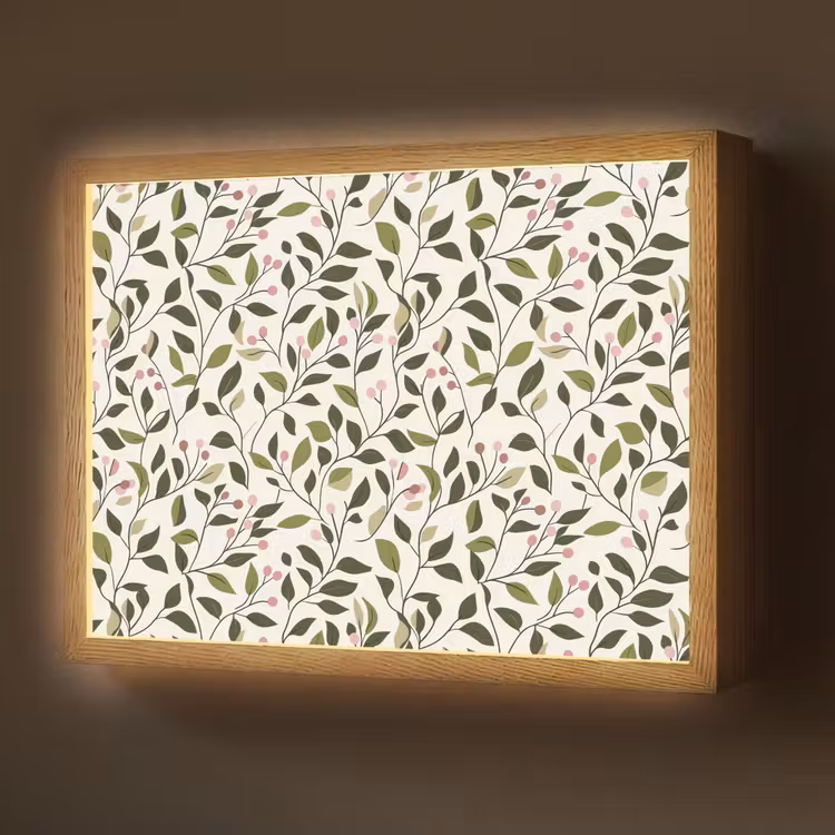 Lightbox - Wandlamp - Bladeren - Bessen - Roze — 1