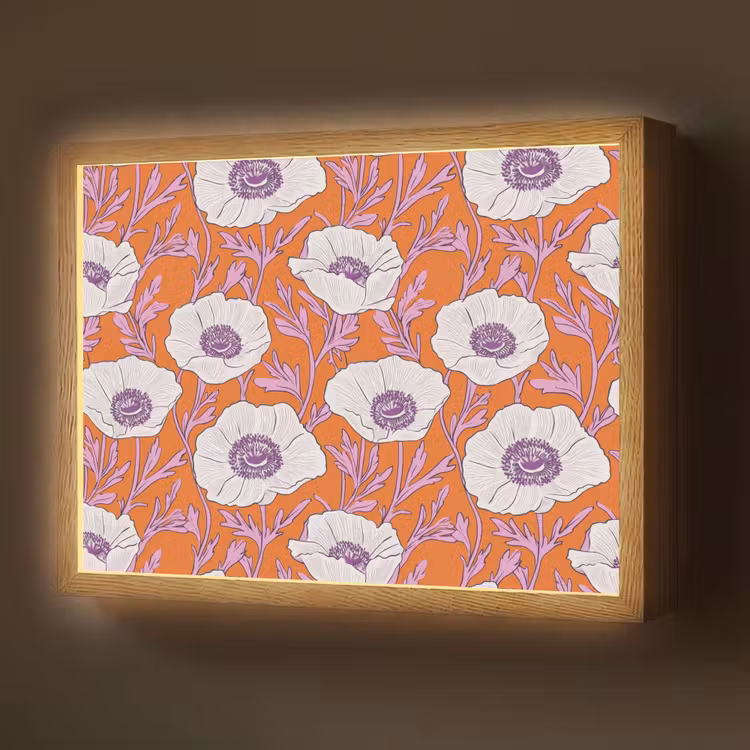 Lightbox - Wandlamp - Bloemen - Grafisch - Oranje — 1