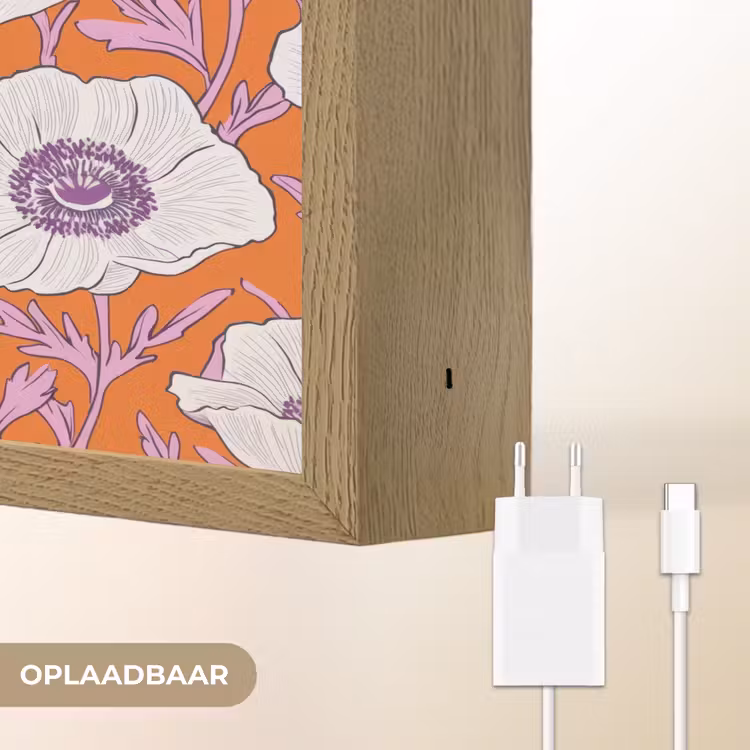 Lightbox - Wandlamp - Bloemen - Grafisch - Oranje — 7